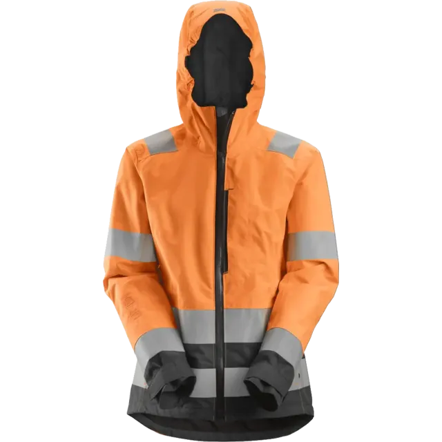 SNICKERS WORKWEAR AllroundWork Hi-Vis naiste veekindel Shell, Kõrgnähtav oranž / Terashall