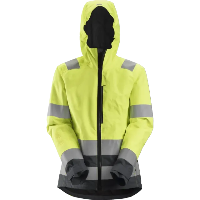 SNICKERS WORKWEAR AllroundWork Hi-Vis naiste veekindel Shell, Kõrgnähtav kollane / Terashall