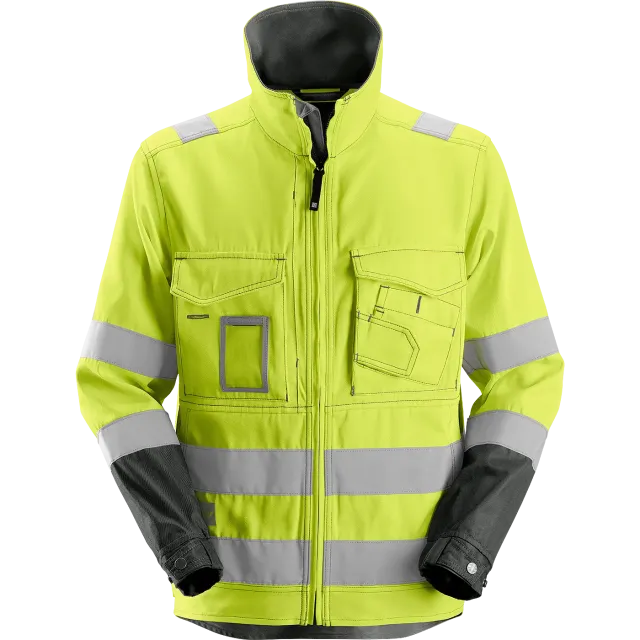 SNICKERS WORKWEAR Hi-Vis tööjakk, Kõrgnähtav kollane / Hallikasmust