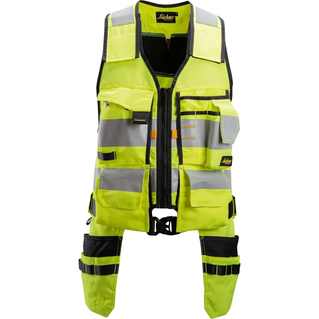SNICKERS WORKWEAR AllroundWork Hi-Vis tööriistavest klass 1, Kõrgnähtav kollane / Must
