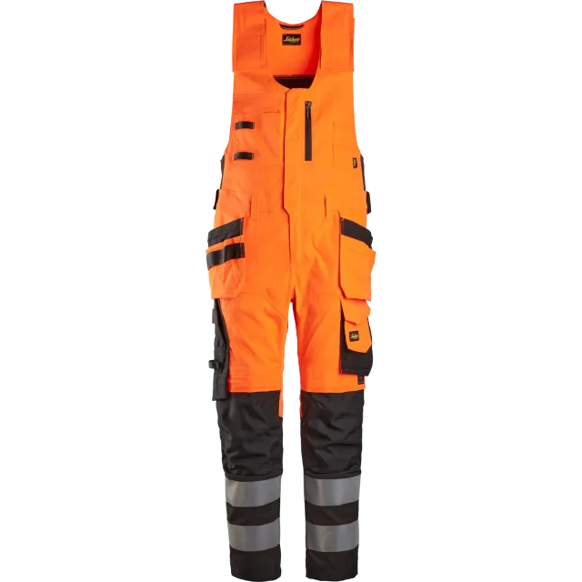SNICKERS WORKWEAR ripptaskutega Hi-Vis poolkombinesoon, klass 2, Kõrgnähtav oranž / Must