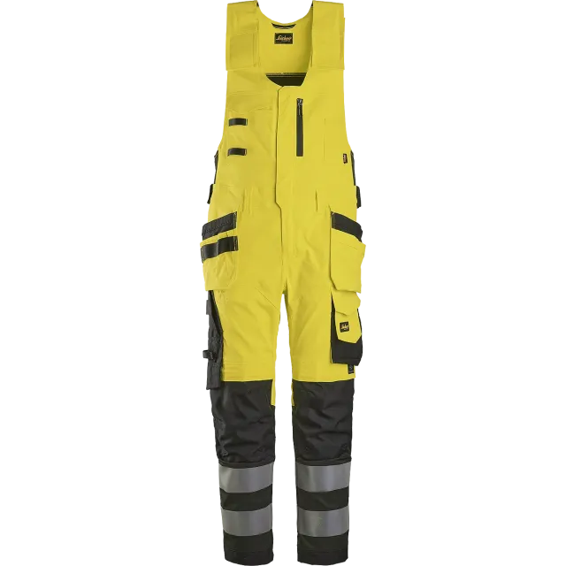 SNICKERS WORKWEAR ripptaskutega Hi-Vis poolkombinesoon, klass 2, Kõrgnähtav kollane / Must