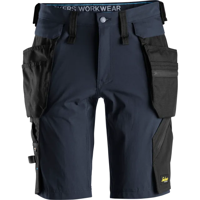SNICKERS WORKWEAR LiteWork lühikesed tööpüksid eemaldatavate ripptaskutega, Mereväesinine / Must