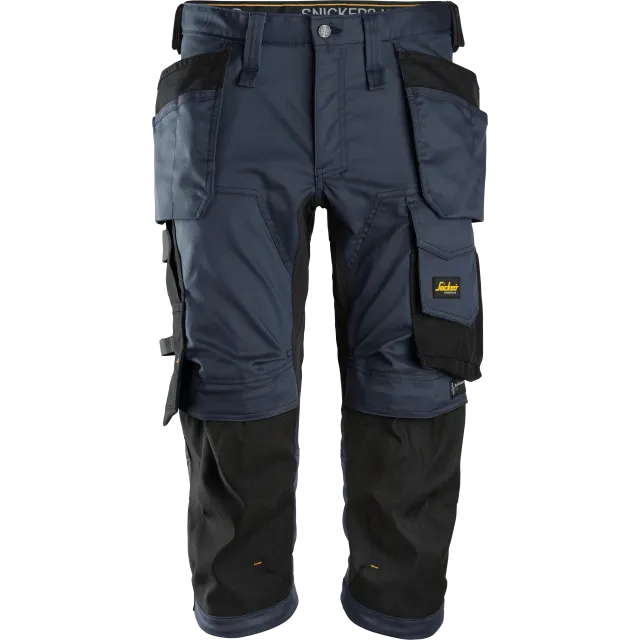 SNICKERS WORKWEAR AllroundWork stretš-piraadipüksid ripptaskutega, Mereväesinine / Must