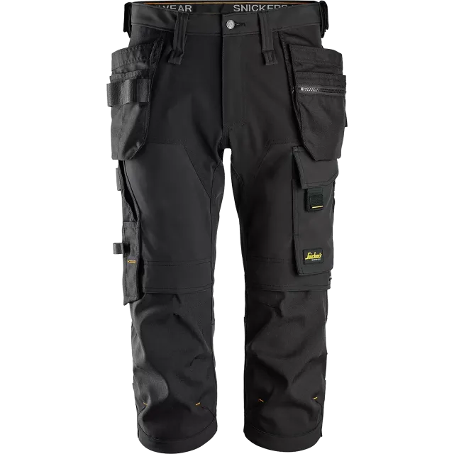 SNICKERS WORKWEAR AllroundWork -softshell-piraattihousut riipputaskuilla, Musta