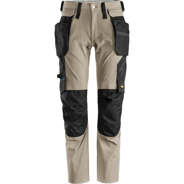SNICKERS WORKWEAR LiteWork stretš tööpüksid eemaldatavate ripptaskutega, Khaki / Must
