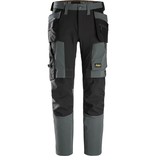 SNICKERS WORKWEAR Stretch tööpüksid ripptaskutega, Terashall / Must