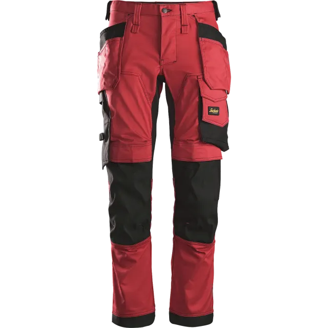 SNICKERS WORKWEAR AllroundWork -stretch-työhousut riipputaskuilla, Chilinpunainen / Musta