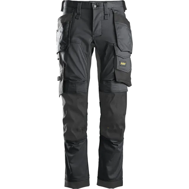 SNICKERS WORKWEAR AllroundWork -stretch-työhousut riipputaskuilla, Teräksenharmaa / Musta