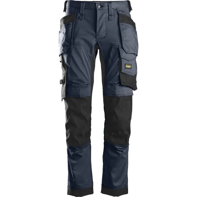 SNICKERS WORKWEAR AllroundWork -stretch-työhousut riipputaskuilla, Laivastonsininen / Musta