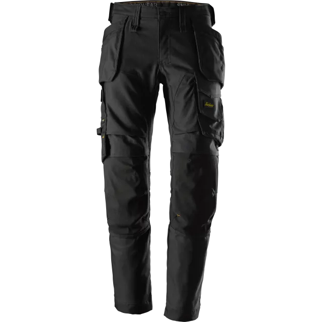 SNICKERS WORKWEAR Canvas Stretch tööpüksid ripptaskutega, Must