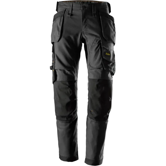 SNICKERS WORKWEAR Canvas Stretch tööpüksid ripptaskutega, Terashall / Must