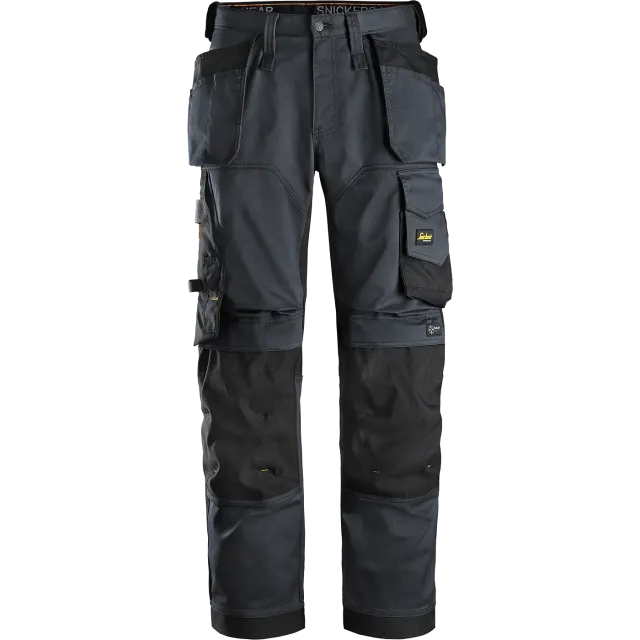SNICKERS WORKWEAR AllroundWork väljänmalliset stretch-työhousut riipputaskuilla, Teräksenharmaa / Musta