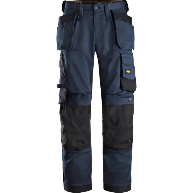 SNICKERS WORKWEAR AllroundWork väljänmalliset stretch-työhousut riipputaskuilla, Laivastonsininen / Musta