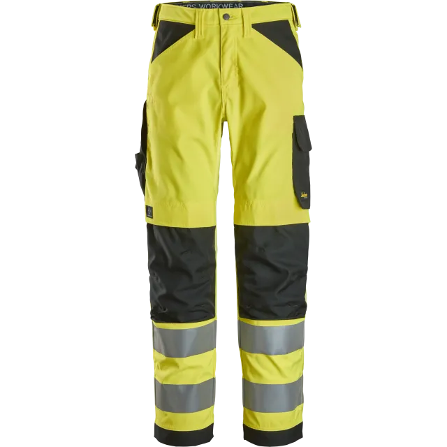 SNICKERS WORKWEAR Hi-Vis tööpüksid, klass 2, Kõrgnähtav kollane / Must
