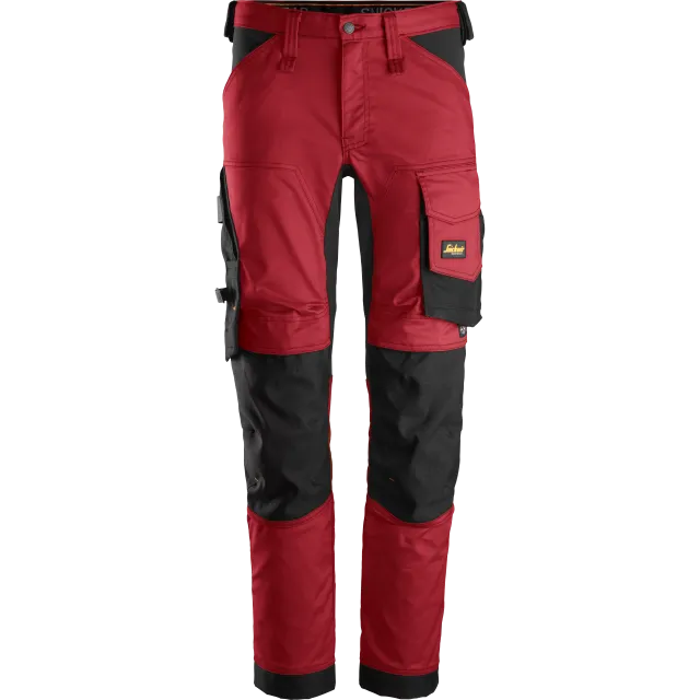 SNICKERS WORKWEAR AllroundWork stretš tööpüksid, Tšillipunane / Must