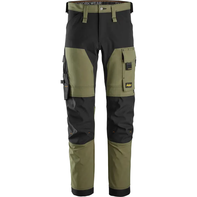 SNICKERS WORKWEAR AllroundWork Softshell tööpüksid, Khakiroheline / Must