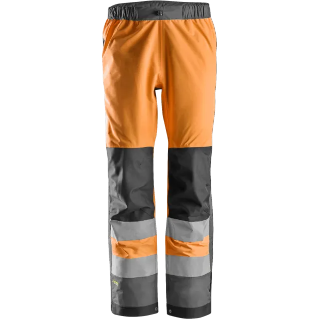 SNICKERS WORKWEAR AllroundWork vedenpitävät hengittävät Hi-Vis-työhousut, luokka 2, Huomio-oranssi / Teräksenharmaa