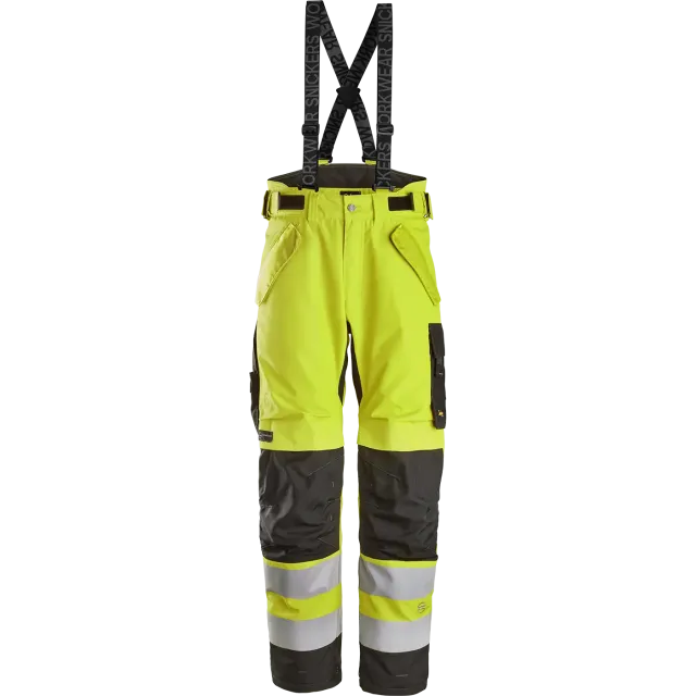 SNICKERS WORKWEAR Hi-Vis AllroundWork 37.5® vedenpitävät talvihousut, Huomiokeltainen / Musta