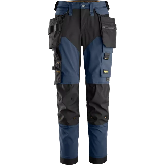 SNICKERS WORKWEAR naiste Softshell tööpüksid eemaldatavate ripptaskutega, Mereväesinine / Must