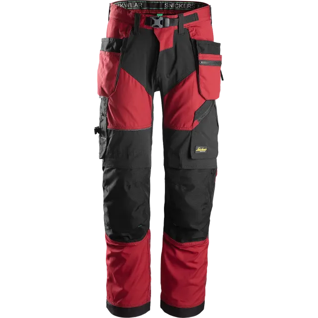 SNICKERS WORKWEAR FlexiWork -työhousut riipputaskuilla, Chilinpunainen / Musta