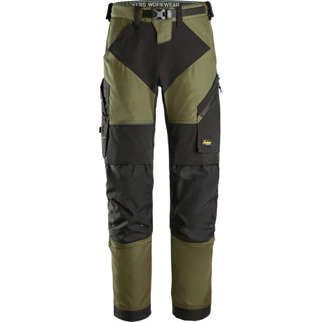 SNICKERS WORKWEAR FlexiWork -työhousut, Khakinvihreä / Musta