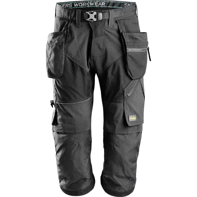 SNICKERS WORKWEAR FlexiWork -piraattihousut riipputaskuilla, Musta