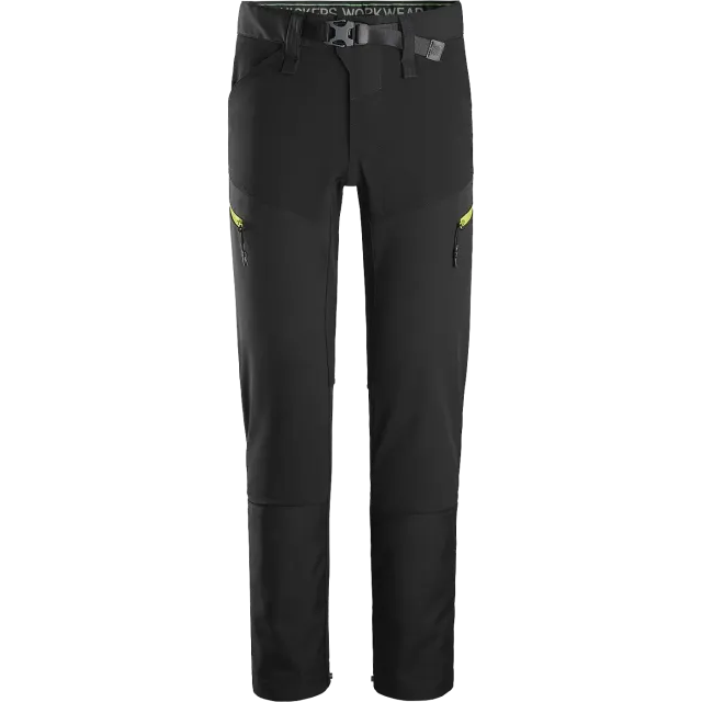 SNICKERS WORKWEAR vetthülgavad tuulekindlad SoftShell püksid, Must / Neoonkollane