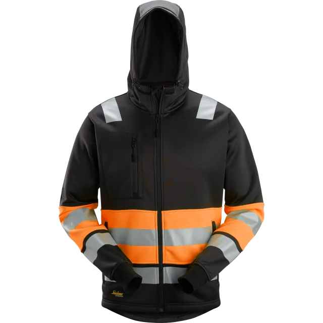 SNICKERS WORKWEAR kapuutsiga Hi-Vis pusa, klass 1, Must / Kõrgnähtav oranž