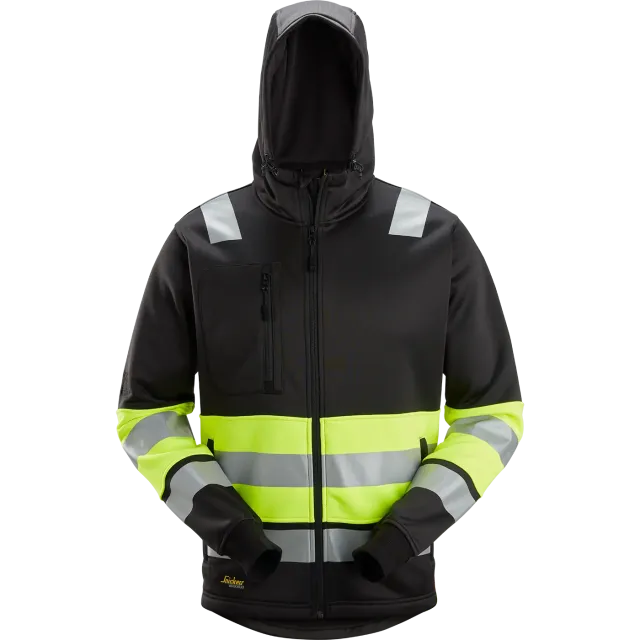 SNICKERS WORKWEAR kapuutsiga Hi-Vis pusa, klass 1, Must / Kõrgnähtav kollane