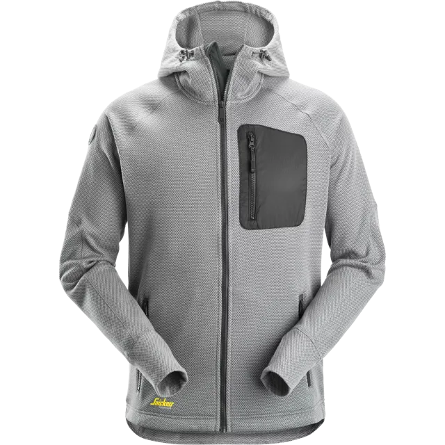 SNICKERS WORKWEAR FlexiWork fliispusa kapuutsiga, Hall / Must