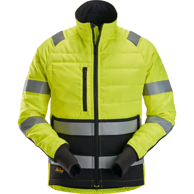 SNICKERS WORKWEAR kerge vateeritud Hi-Vis jope, klass 2, Kõrgnähtav kollane / Must