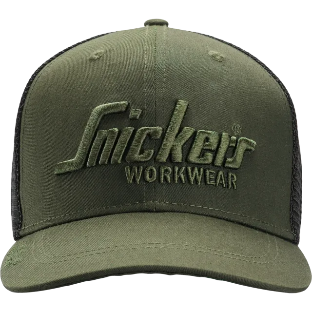 SNICKERS WORKWEAR Trucker Cap -lippalakki, Khakinvihreä / Musta
