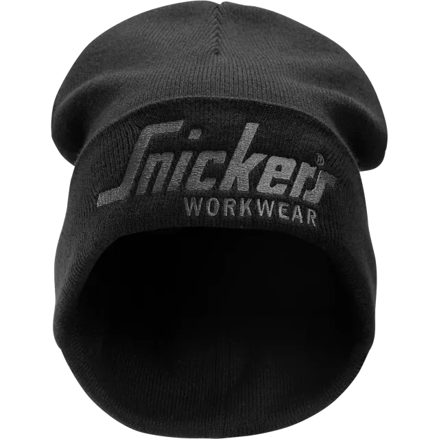 SNICKERS WORKWEAR logollinen neulepipo, Musta / Teräksenharmaa