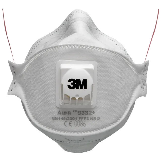 3M 9332+ Aura -hengityksensuojain uloshengitysventtiilillä, kuva 1/2