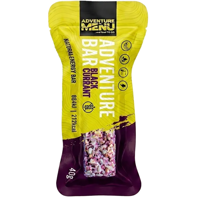 ADVENTURE MENU mustsõstra energiabatoon, 40 g – 15 aastat